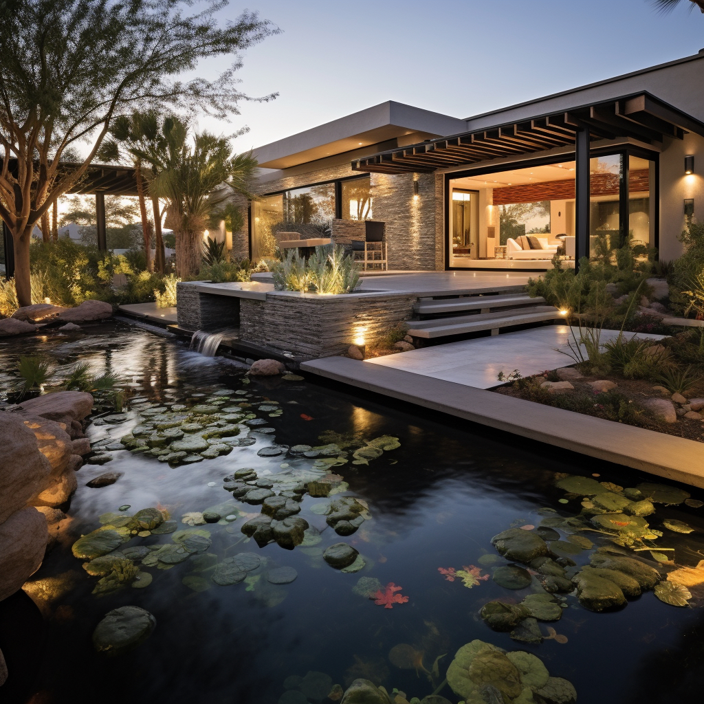 A pond designed and built for a Las Vegas resident.